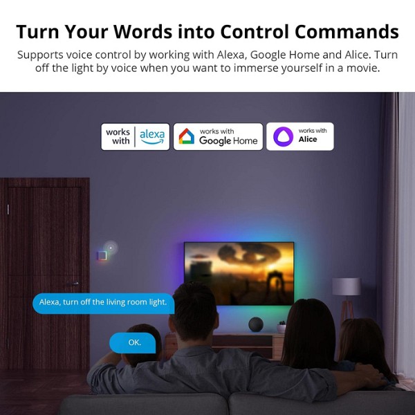 SONOFF smart διακόπτης T5-2C-86 με LED φωτισμό, διπλός, Wi-Fi, λευκός T5-2C-86
