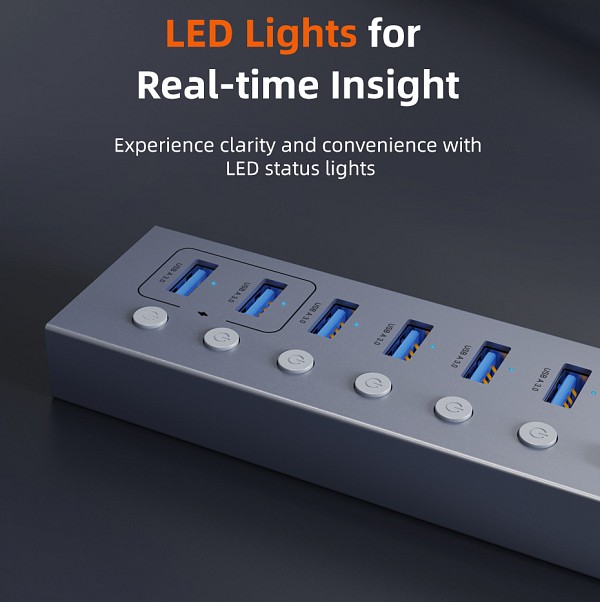 CABLETIME USB hub CT-HUBU7-AG, 7x θυρών, 5Gbps, USB σύνδεση, 1m, γκρι CT-HUBU7-AG