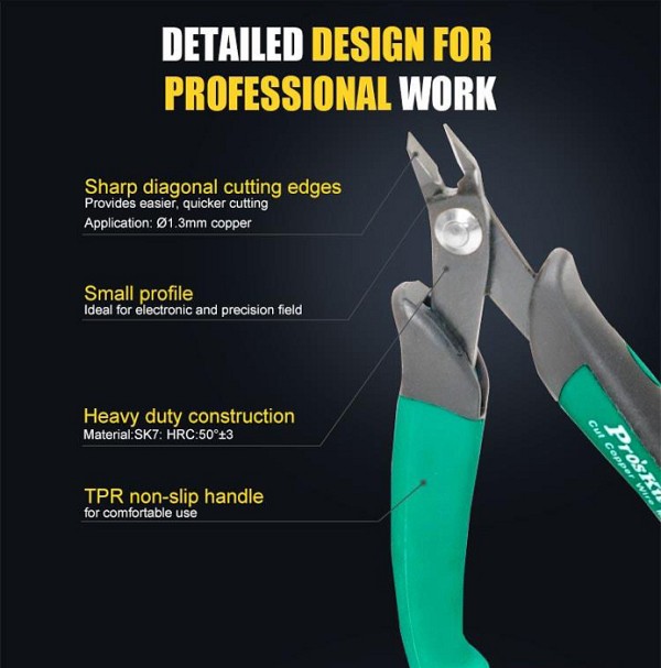 PROSKIT πλαγιοκόφτης PM-101D με αντιολισθητικές λαβές, max Φ1.3mm, 135mm PM-101D