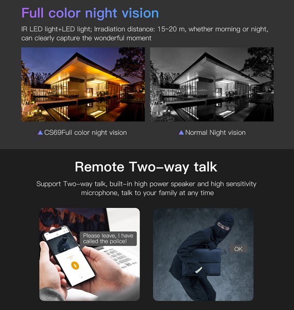 VSTARCAM smart IP κάμερα CS69, IP66, 3MP, WiFi, PTZ, Onvif CS69