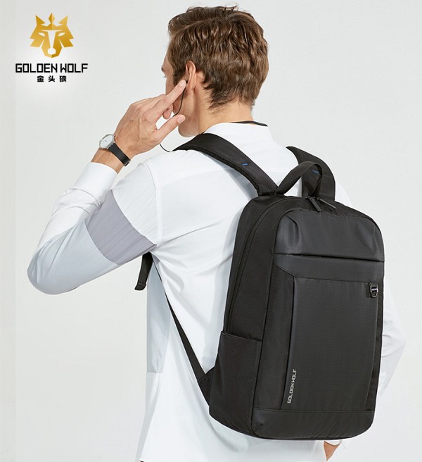 GOLDEN WOLF τσάντα πλάτης GB00400-BK, με θήκη laptop 15.6, μαύρη GB00400-BK