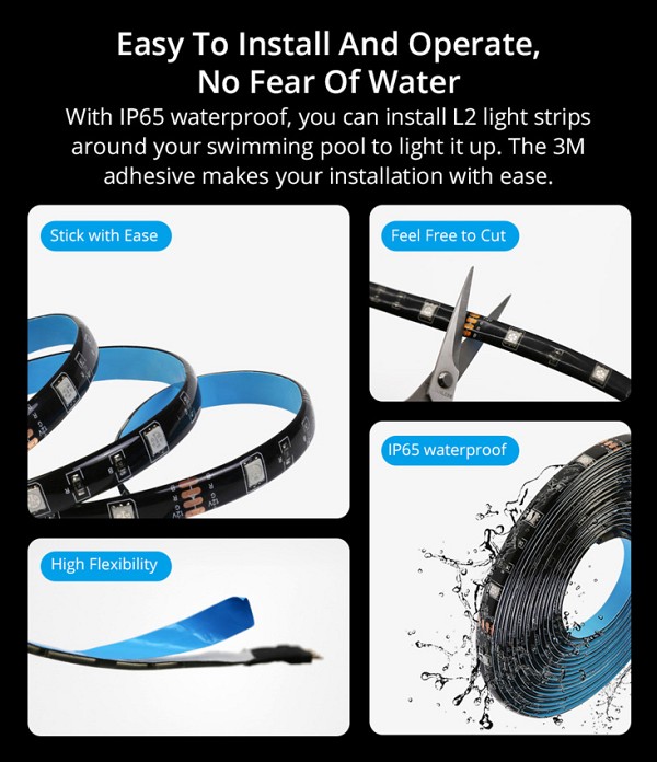 SONOFF smart LED καλωδιοταινία L2-5M, αδιάβροχη, RGB, WiFi & BT, 5m L2-5M
