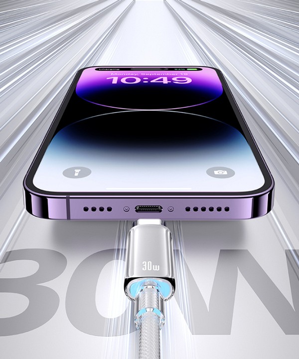 USAMS καλώδιο Lightning σε USB-C US-SJ659, 30W, 480Mbps, 1.2m, λευκό SJ659USB02