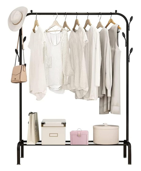 HOME USE κρεμάστρα δαπέδου HUH-0179, μεταλλική, 110x40x150cm, μαύρη HUH-0179