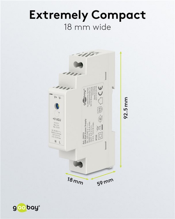 GOOBAY τροφοδοτικό 59574 για DIN rail, 5V/2.4A, 12W, IP20 59574