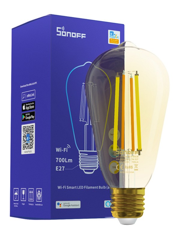 SONOFF Smart λάμπα LED Filament B02-F-ST64, Wi-Fi, 7W, E27, 1800K-5000K B02-F-ST64