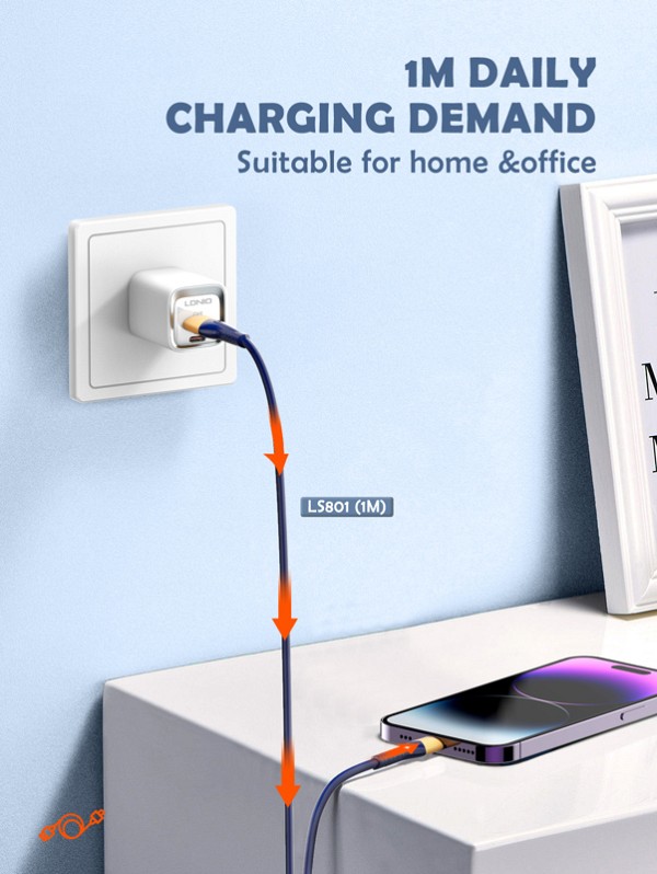 LDNIO καλώδιο USB-C σε USB LS801, 30W, 1m, λευκό 6933138600559