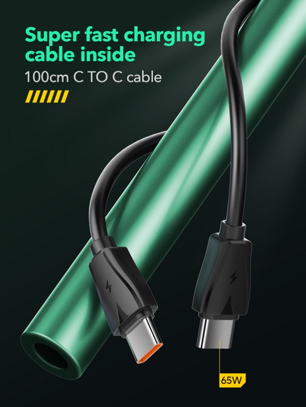LDNIO φορτιστής τοίχου Q367 με καλώδιο USB-C, 3x USB-C, 65W, GaN, μαύρος 6933138601396