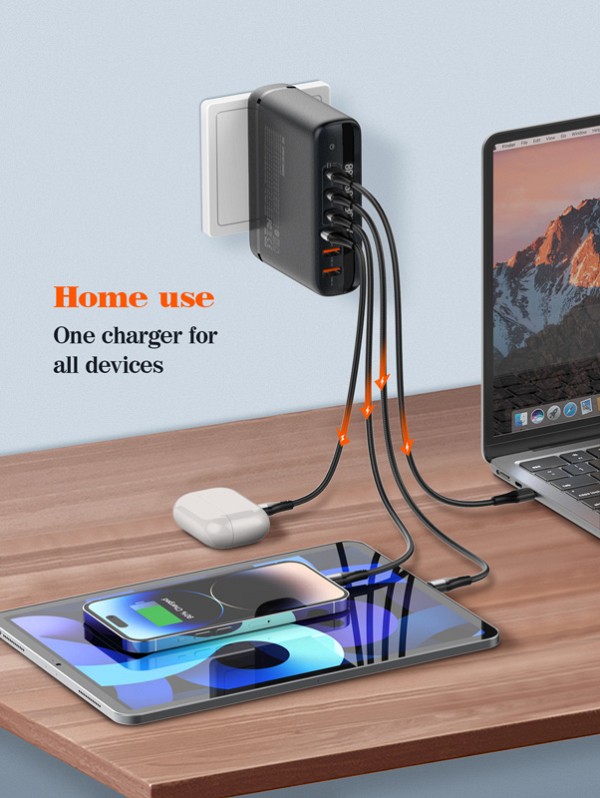 LDNIO σταθμός φόρτισης A6140C, 3x USB-C/3x USB, 140W, PD/QC, GaN, μαύρος 6933138601402