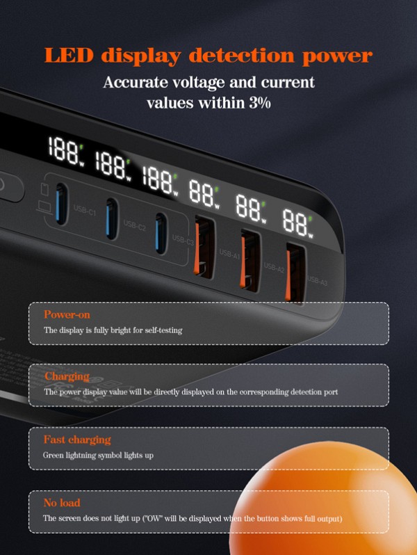 LDNIO σταθμός φόρτισης A6140C, 3x USB-C/3x USB, 140W, PD/QC, GaN, μαύρος 6933138601402