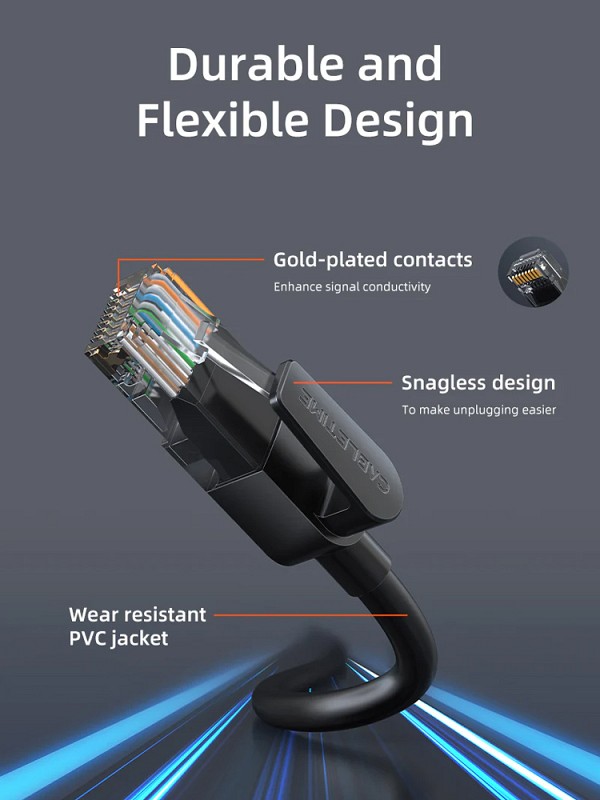 CABLETIME καλώδιο δικτύου CT-CAT6U, CAT 6 UTP, 250 MHz, CCA, 2m, μαύρο CT-CAT6U-PB2