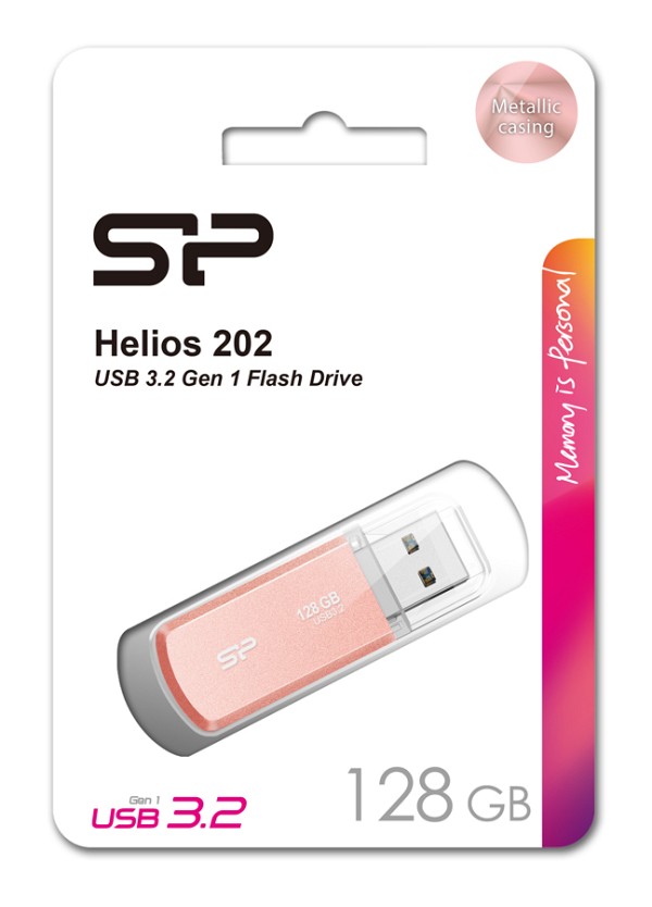 SILICON POWER USB Flash Drive Helios 202, 128GB, USB 3.2, ροζ χρυσό SP128GBUF3202V1P