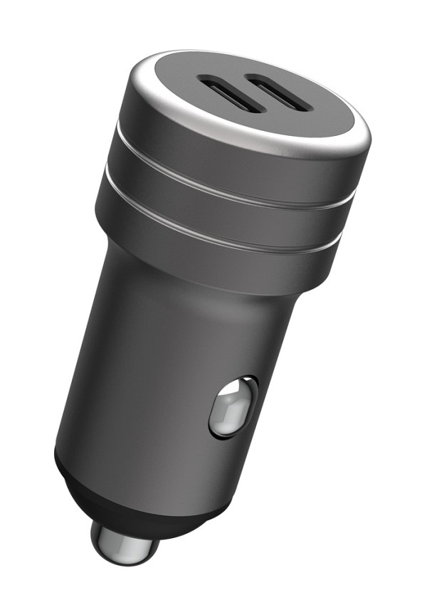POWERTECH φορτιστής αυτοκινήτου PT-1149, 2x USB-C, 100W PD, γκρι PT-1149