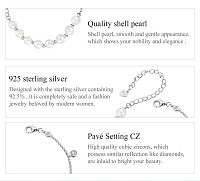 BAMOER βραχιόλι BSB189 με πέρλες & κυβική ζιρκόνια, ασήμι 925, ασημί BSB189