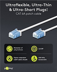 GOOBAY καλώδιο δικτύου 74284, CAT 6A U/UTP, slim, copper, 500MHz, 0.25m, λευκό 74284