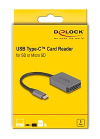 DELOCK card reader 91009 για SD & micro SD, USB-C, 5 Gbps, γκρι 91009
