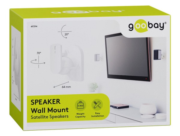 GOOBAY επιτοίχια βάση ηχείων 49394, έως 3.5kg, λευκή 49394