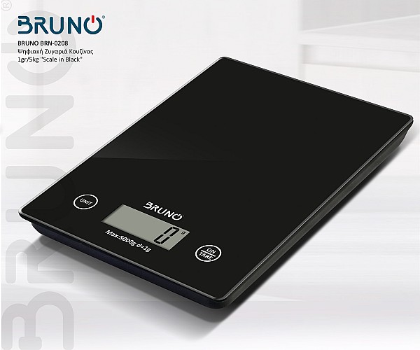 BRUNO BRN-0208 Ψηφιακή Ζυγαριά Κουζίνας 1gr/5kg Scale in Black BRN-0208