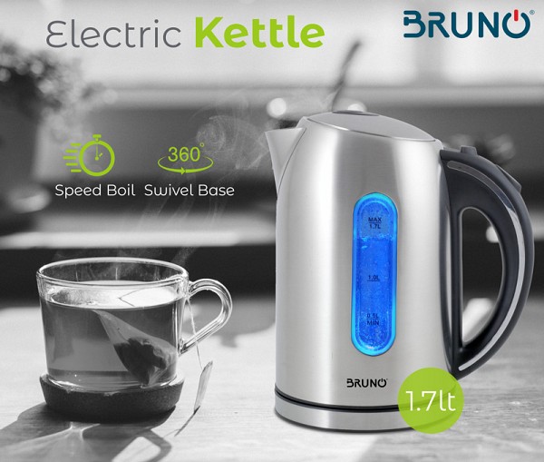 BRUNO Ηλεκτρικός βραστήρας BRN-0028, 2200W, 1.7lt, βάση 360°, LED BRN-0028