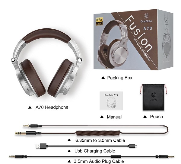 ONEODIO headphones Fusion A70, ενσύρματα/ασύρματα, Hi-Res, 40mm, ασημί OA-A70-SL