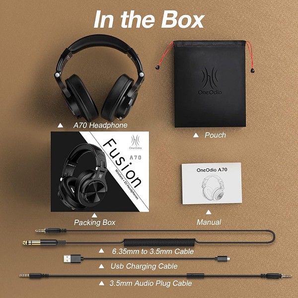 ONEODIO headphones Fusion A70, ενσύρματα/ασύρματα, Hi-Res, 40mm, μαύρο OA-A70-BK