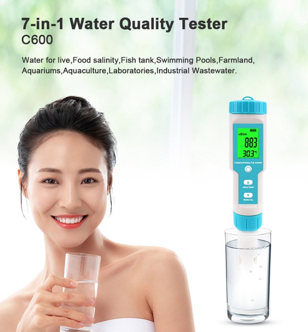 NOYAFA tester ποιότητας νερού C-600, TDS/EC/PH/SALT/S.G/ORP/0-60 °C C-600