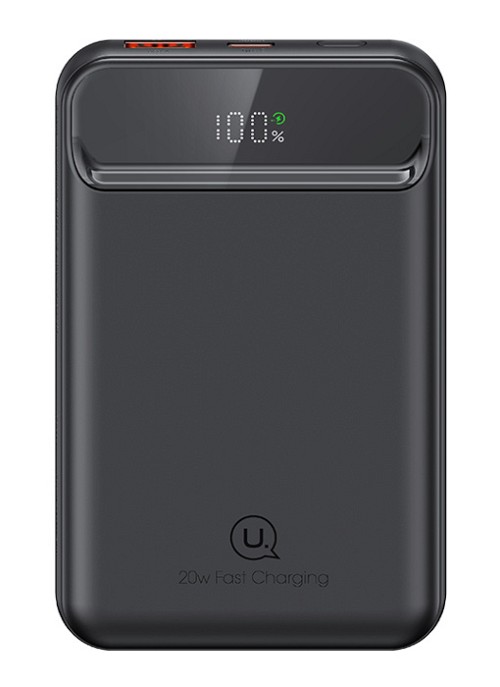 USAMS power bank US-CD214, 2x έξοδοι, wireless, 10000mAh, 20W, μαύρο 10KCD21401