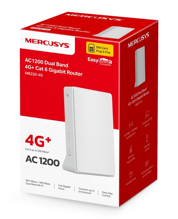 MERCUSYS router MB230-4G, 4G+ Cat6, 1200Mbps AC1200, Ver 1.0 MB230-4G