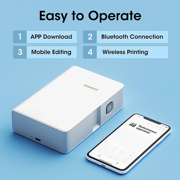 NIIMBOT smart θερμικός εκτυπωτής ετικετών B18, 203dpi, Bluetooth, λευκός B18-WH