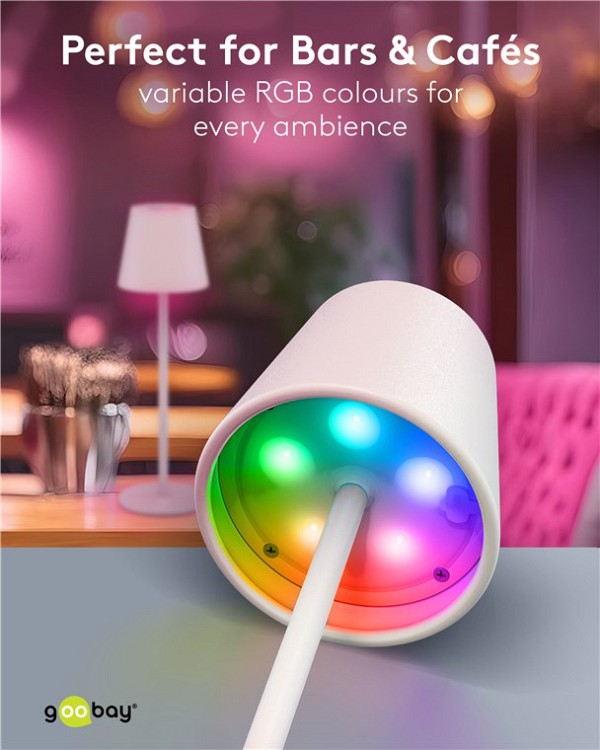 GOOBAY επιτραπέζιο φωτιστικό 73928, RGB, επαναφορτιζόμενο, λευκό 73928