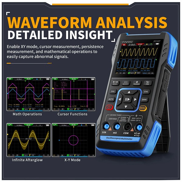 FNIRSI 3 σε 1 παλμογράφος/πολύμετρο/signal generator χειρός 2C53T, επαναφορτιζόμενο FNR-2C53T