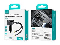 USAMS φορτιστής αυτοκινήτου US-CC219 καλώδιο USB-C/Lightning 30W, μαύρος CC219CC01