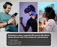 DOQAUS headphones DESIGN 2, ασύρματα & ενσύρματα, Φ40mm, 600mAh, μαύρα DESIGN2-BK