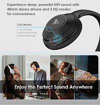 DOQAUS headphones FOCUS 5, ασύρματα & ενσύρματα, Φ40mm, 1000mAh, μαύρα FOCUS5-BK