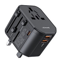 USAMS φορτιστής/αντάπτορας πρίζας US-CC179, USB-C & 2x USB, universal, 20W, μαύρος CC179TC01