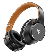 DOQAUS headphones DESIGN 1, ασύρματα & ενσύρματα, Φ40mm, 600mAh, μαύρα/καφέ DESIGN1-BR