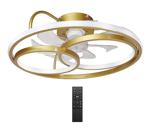 POWERTECH smart ανεμιστήρας οροφής HLL-0178 με LED φως, 50W, Φ50x21cm, χρυσός HLL-0178