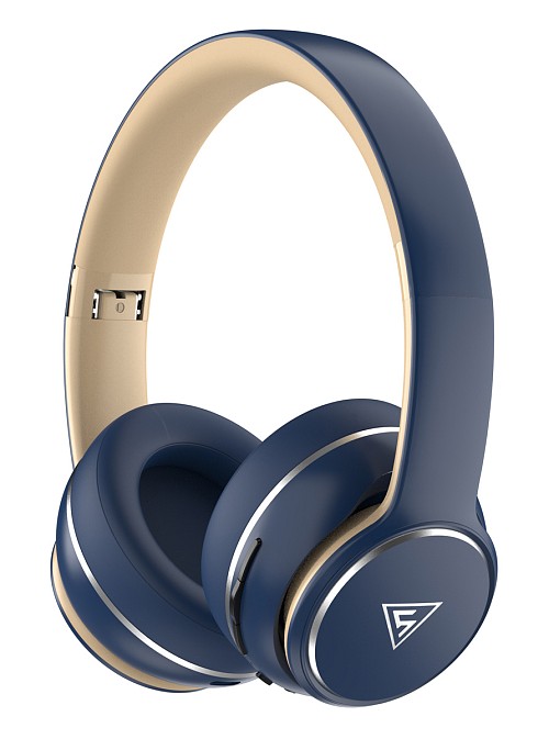DOQAUS headphones DESIGN 3, ασύρματα & ενσύρματα, Φ40mm, 600mAh, μπλε DESIGN3-BL