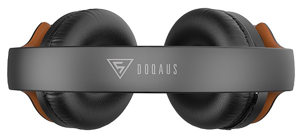 DOQAUS headphones DESIGN 1, ασύρματα & ενσύρματα, Φ40mm, 600mAh, μαύρα/καφέ DESIGN1-BR