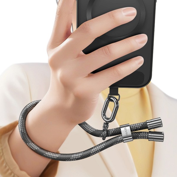USAMS κορδόνι καρπού για κινητά ZB317, 34cm, universal, μαύρο ZB317GS01