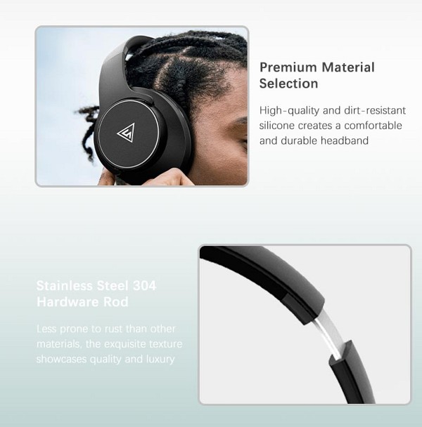DOQAUS headphones DESIGN 1, ασύρματα & ενσύρματα, Φ40mm, 600mAh, γκρι DESIGN1-GR