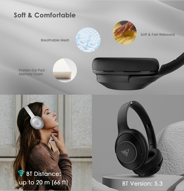 DOQAUS headphones FOCUS 5, ασύρματα & ενσύρματα, Φ40mm, 1000mAh, μωβ FOCUS5-PR