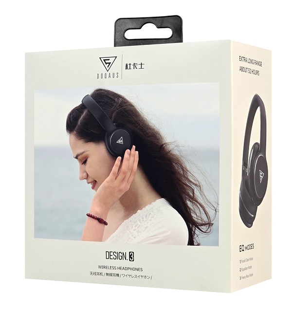 DOQAUS headphones DESIGN 3, ασύρματα & ενσύρματα, Φ40mm, 600mAh, μαύρα DESIGN3-BK