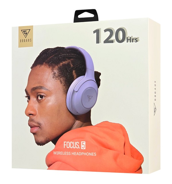DOQAUS headphones FOCUS 5, ασύρματα & ενσύρματα, Φ40mm, 1000mAh, μωβ FOCUS5-PR