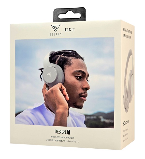 DOQAUS headphones DESIGN 1, ασύρματα & ενσύρματα, Φ40mm, 600mAh, γκρι DESIGN1-GR