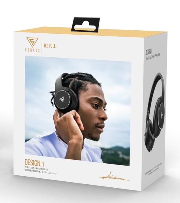 DOQAUS headphones DESIGN 1, ασύρματα & ενσύρματα, Φ40mm, 600mAh, μαύρα DESIGN1-BK