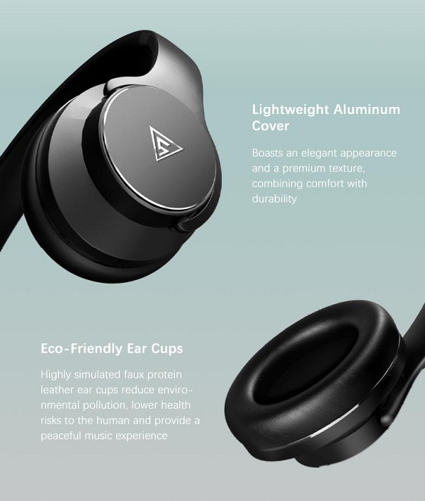 DOQAUS headphones DESIGN 1, ασύρματα & ενσύρματα, Φ40mm, 600mAh, μαύρα DESIGN1-BK