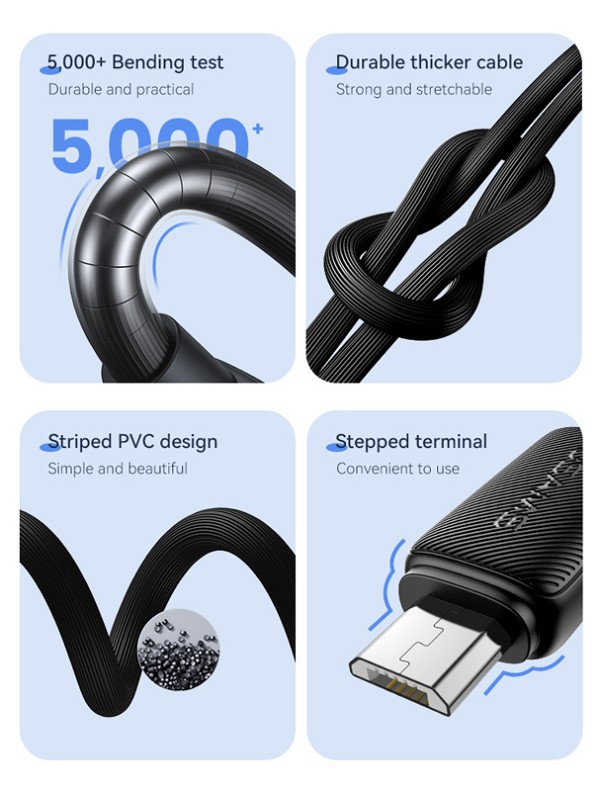 USAMS καλώδιο micro USB σε USB US-SJ690, 10W, 480Mbps, 1m, λευκό SJ690USB02