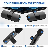 APEXEL ασύρματο μικρόφωνο APL-MIC003, USB-C, 2.4GHz, μαύρο APL-MIC003