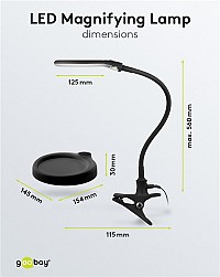 GOOBAY μεγεθυντικός φακός 64990 με κλιπ & βάση, LED, 3 διόπτρες 1.75x 64990